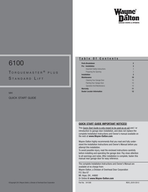 Torque Master Plus Standard Lift Wayne Dalton