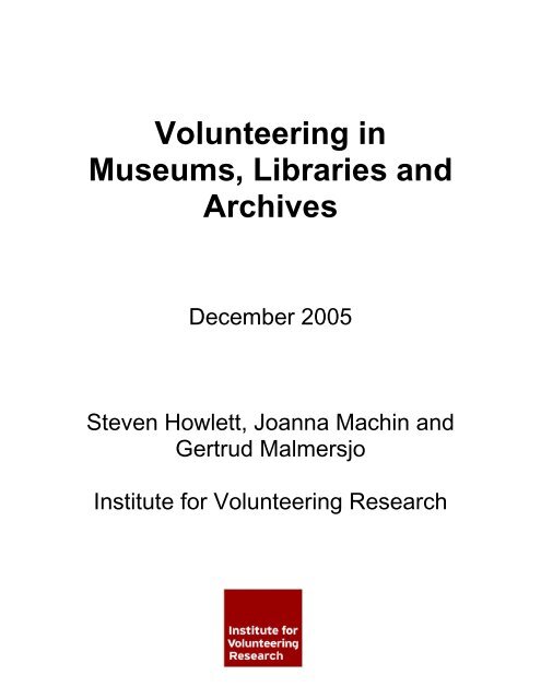 Volunteering in Museums, Libraries and Archives
