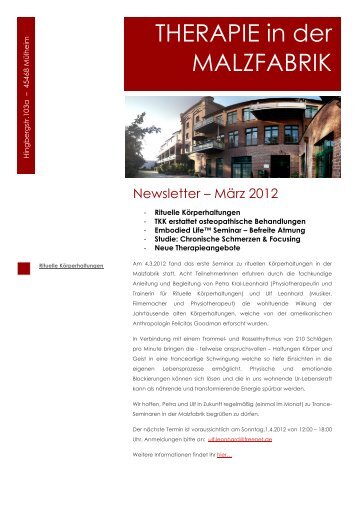 Newsletter März 2012 - Therapie in der Malzfabrik