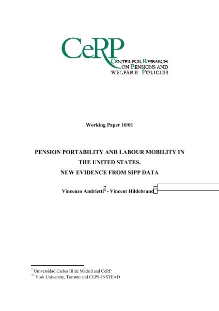 pension portability and labour mobility in the united states. new ...