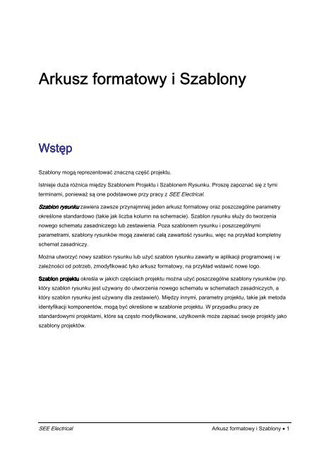 SEE Electrical Arkusz formatowy i Szablony • 1 ... - IGE+XAO Polska