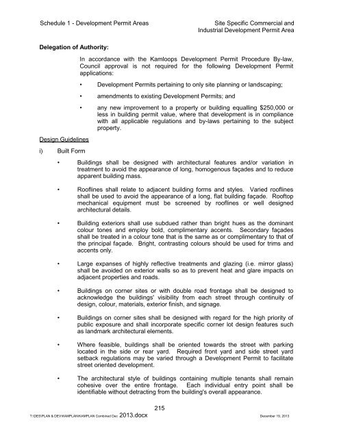 SCHEDULE 1 - DEVELOPMENT PERMIT AREAS - City of Kamloops