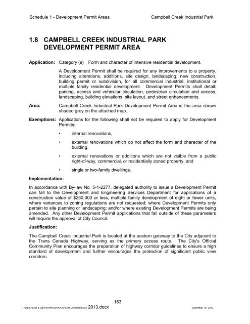 SCHEDULE 1 - DEVELOPMENT PERMIT AREAS - City of Kamloops