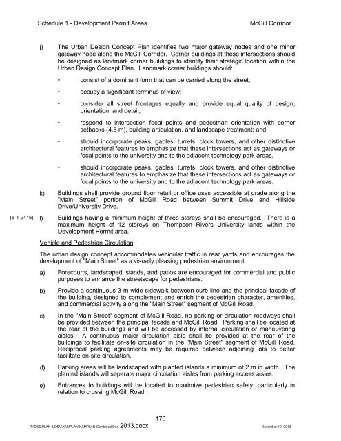 SCHEDULE 1 - DEVELOPMENT PERMIT AREAS - City of Kamloops