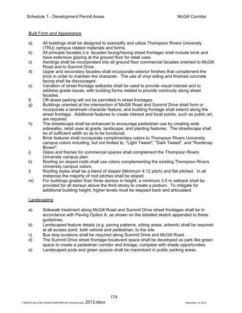 SCHEDULE 1 - DEVELOPMENT PERMIT AREAS - City of Kamloops