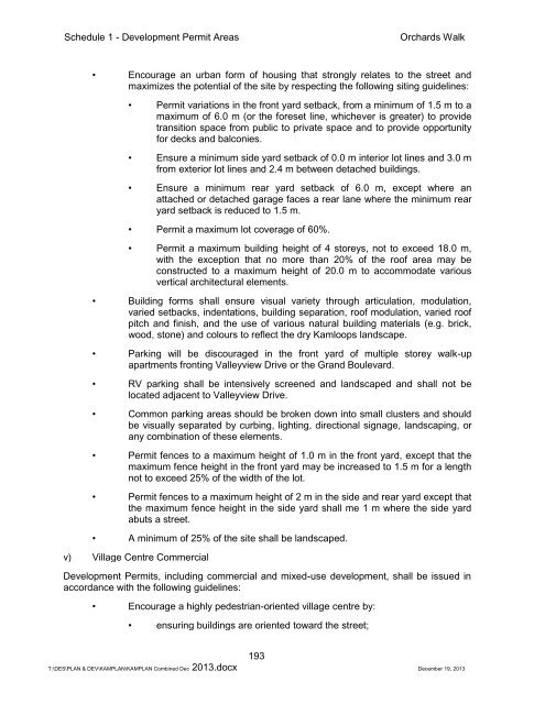 SCHEDULE 1 - DEVELOPMENT PERMIT AREAS - City of Kamloops