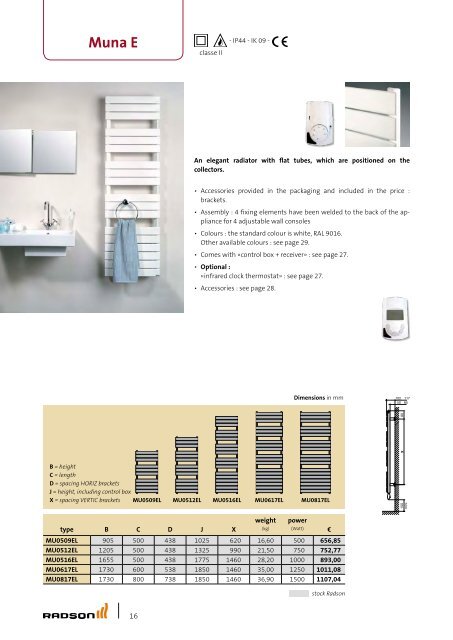 Price list Electric radiators - Purmo Radson