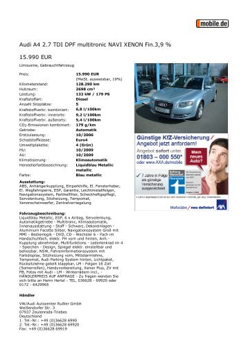Druckansicht: Audi A4 2.7 T... - Sales Auto Klub
