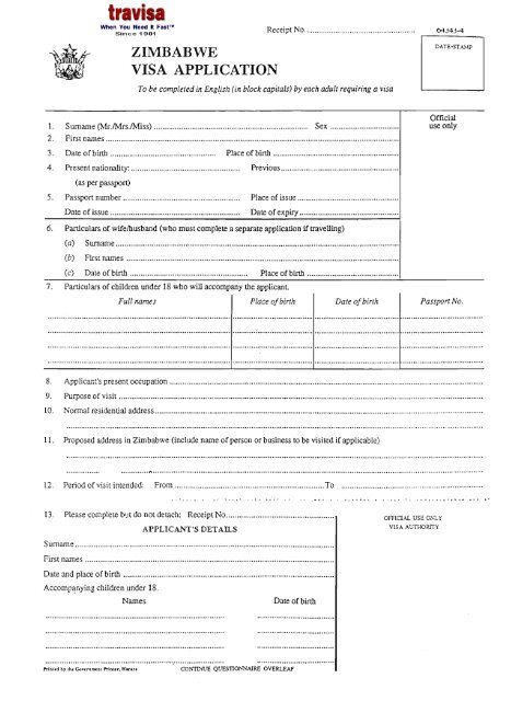 Zimbabwe Visa Application - Australia Visa
