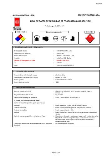 solvente goma laca hoja de datos de seguridad de productos ...