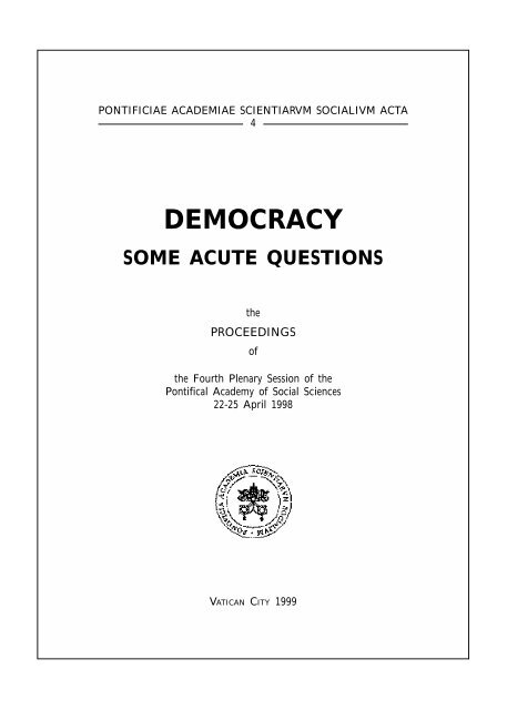 DEMOCRACY - Pontifical Academy of Social Sciences