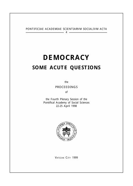 DEMOCRACY - Pontifical Academy of Social Sciences