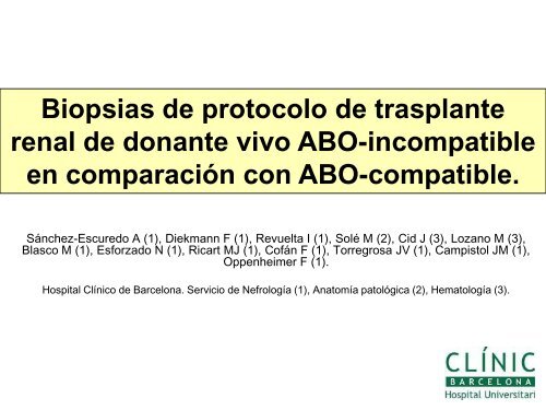 Biopsias de protocolo de trasplante renal de donante vivo ABO ...