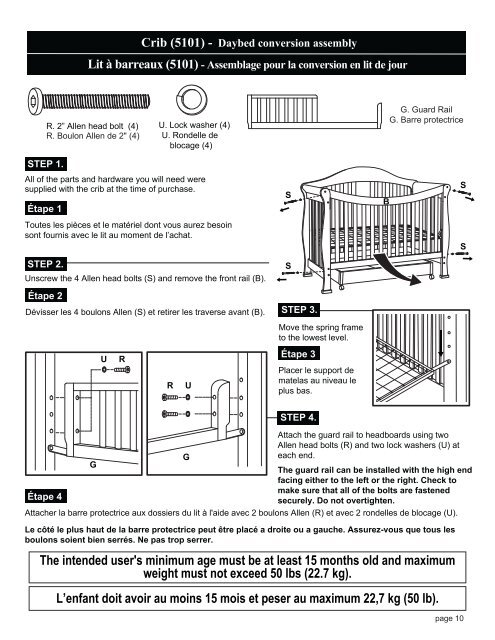 Crib (5101) - Assembly and Operation Manual Lit Ã  ... - DaVinci Baby