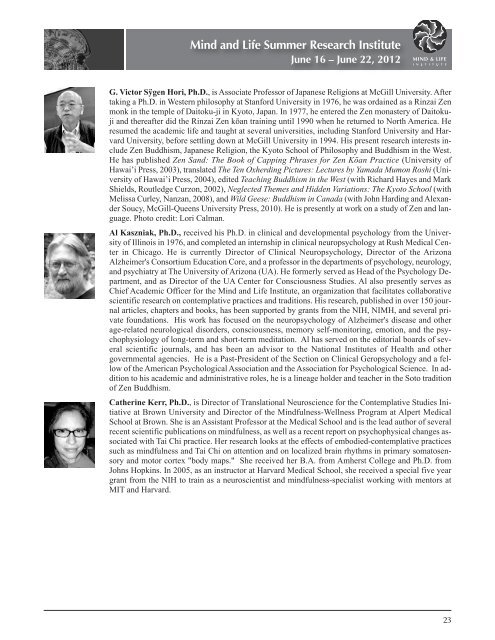 CONFERENCE BROCHURE - Mind & Life Institute