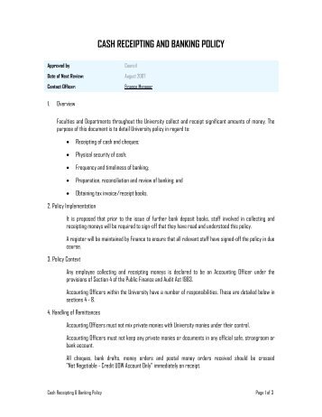 credit card and cash receipt income deduction policy