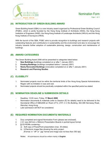 Nomination Form - The Professional Green Building Council