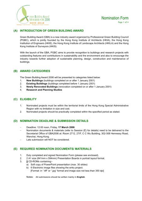 Nomination Form - The Professional Green Building Council