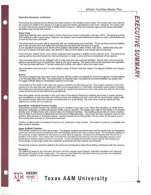 TAMU Athletics Master Plan (PDF) - Office of Facilities Coordination