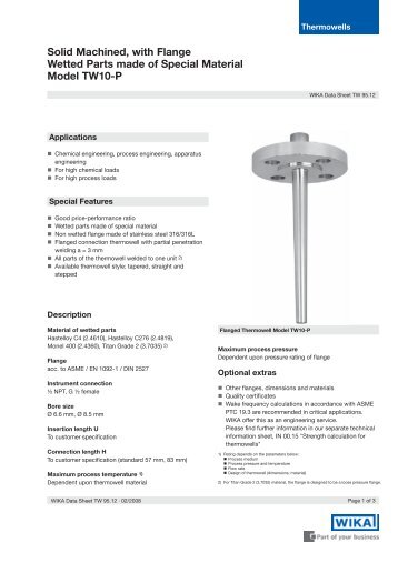 Solid Machined, with Flange Wetted Parts made ... - BKW Instruments