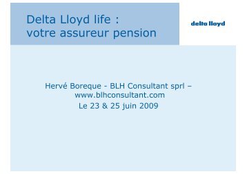 Delta Lloyd life : votre assureur pension - BLH Consultant.com