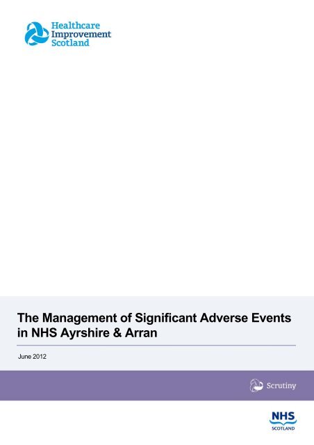 The Management of Significant Adverse Events in NHS