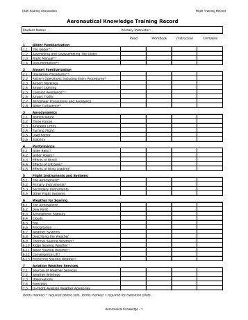 Flight Training Record - Utah Soaring Association