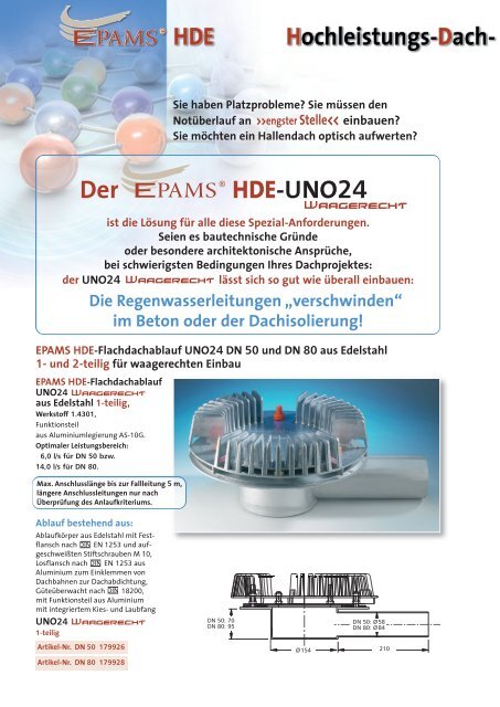 HDE-UNO24 Das Qualitäts-System HDE Hochleistungs-Dach ...