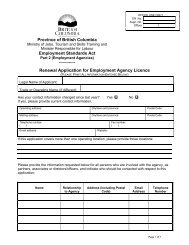 Application for Employment Agency Licence Renewal