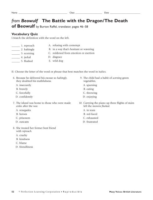 Beowulf - Perfection Learning