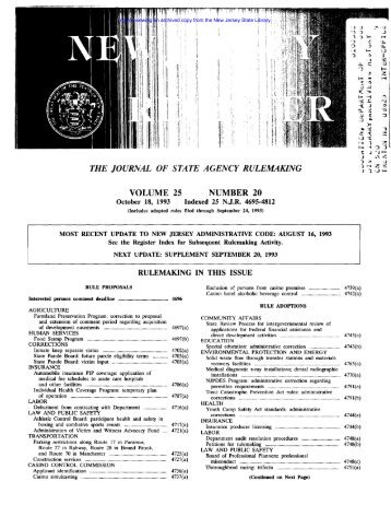 Number 20, Pages 4695-4812 - Law Library - The New Jersey State ...