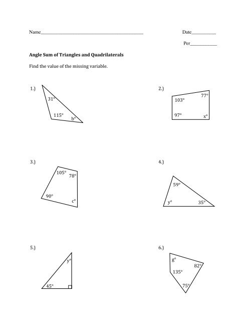 Angle Sum of Triangles and Quadrilaterals.pdf - MrWalkerHomework