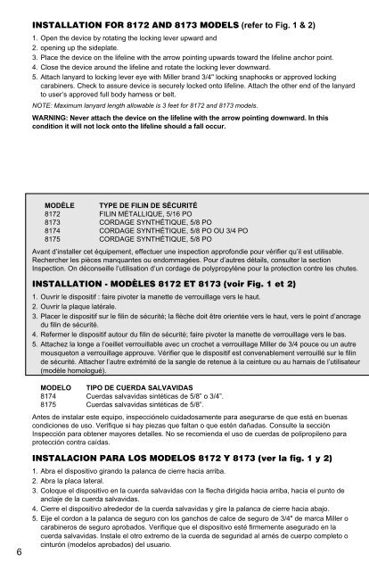 operation and maintenance manual for miller model rope grabs and ...