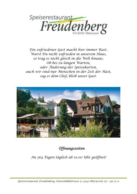 Ã  la carte Gerichte - Speiserestaurant Freudenberg
