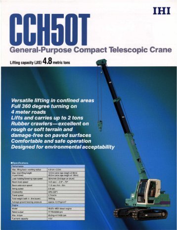 IHI CCH50T specification sheet - AGD Equipment