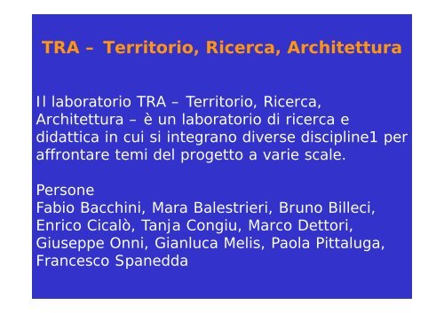 TRA - FacoltÃ  di Architettura