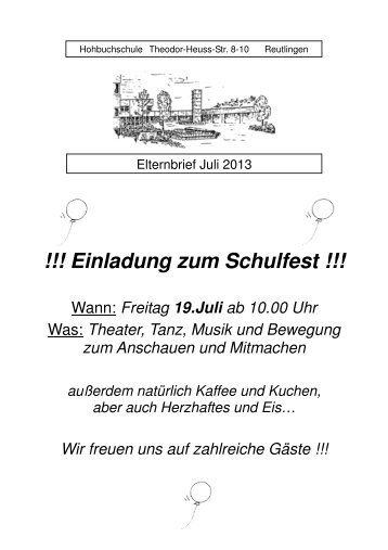 Elternbrief Juli 2013 - Hohbuchschule Reutlingen