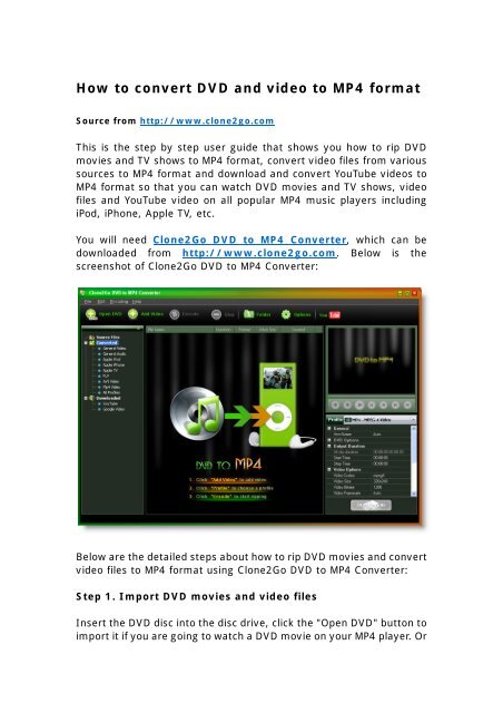 How to convert DVD and video to MP4 format - Clone2Go
