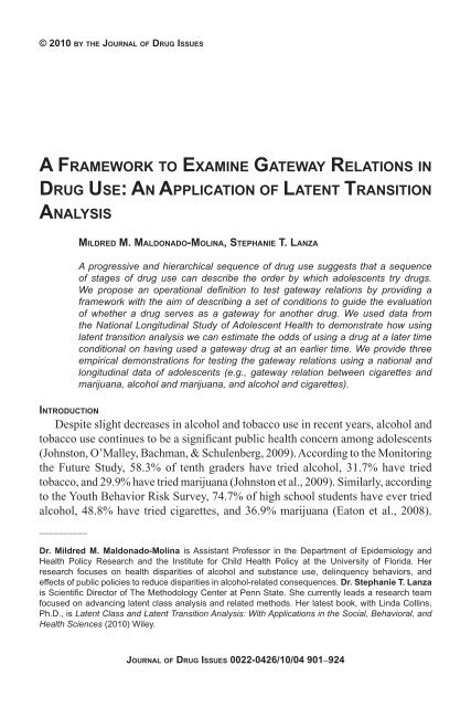 a framework to examine gateway relations in drug use