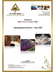 Travel on the Premier Classe Train ''Namaqualand ... - JB Train Tours