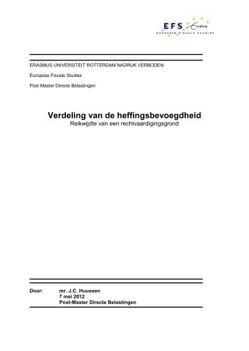 Verdeling van de heffingsbevoegdheid - Europese Fiscale Studies