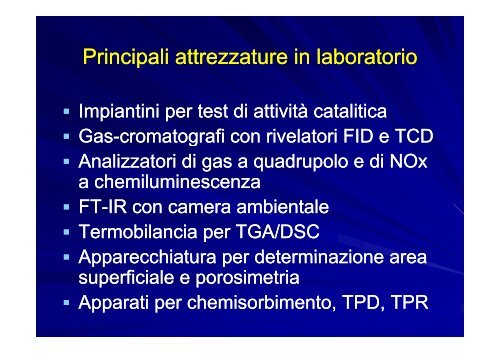 Presentazione laboratorio di catalisi - Dipartimento di Scienze ...