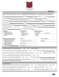 Confidential Client Information Form - Lake Forest College
