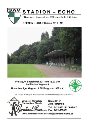 Stadion-Echo vom 09.09.2011 - sav-fussball.de