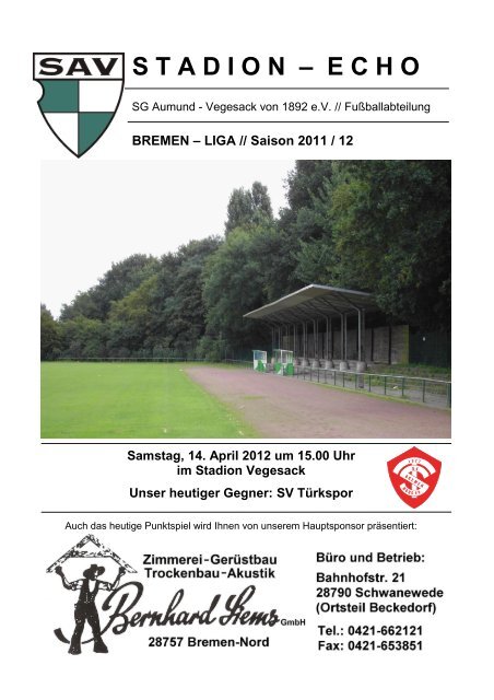 Stadion-Echo vom 14.04.2012 - sav-fussball.de