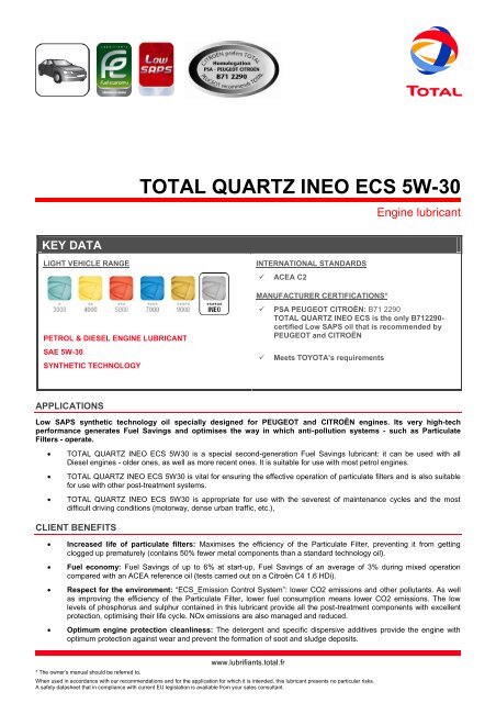 TOTAL QUARTZ INEO ECS 5W-30 - Total Oil