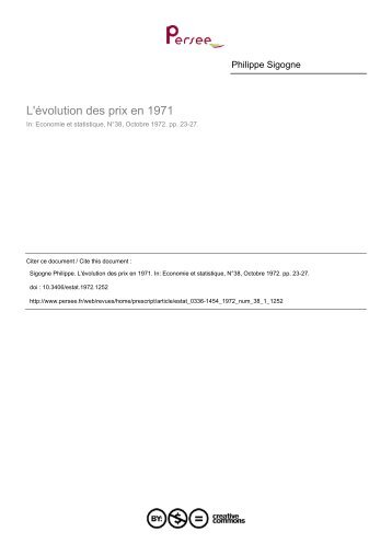 L'évolution des prix en 1971 - Epsilon - Insee