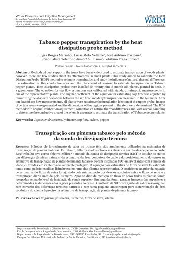 Tabasco pepper transpiration by the heat dissipation probe ... - UFRB