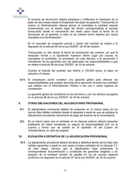 Pliego de Clausulas Administrativas Particulares - Hospital ...