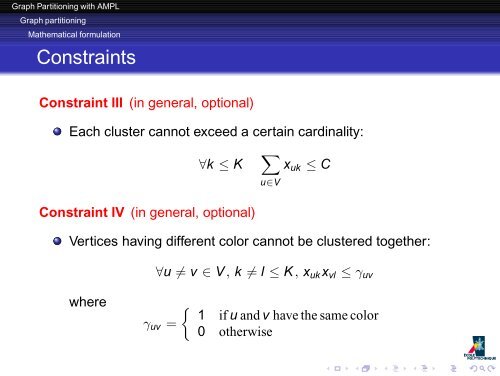 Graph Partitioning with AMPL - Antonio Mucherino Home Page